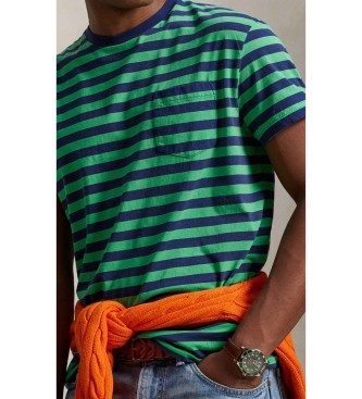 Polo Ralph Lauren Grün gestreiftes Strick-T-Shirt Classic Fit
