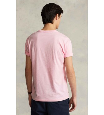 Polo Ralph Lauren T-shirt de malha Slim Fit personalizada cor-de-rosa