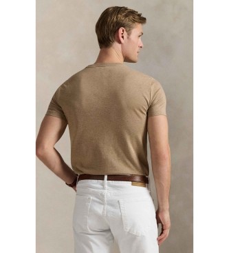 Polo Ralph Lauren T-shirt de malha bege slim fit personalizada