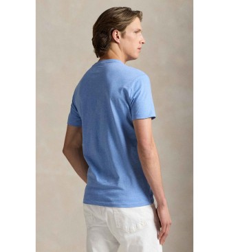 Polo Ralph Lauren T-shirt de malha azul clara slim fit personalizada