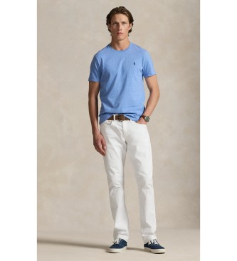 Polo Ralph Lauren T-shirt de malha azul clara slim fit personalizada