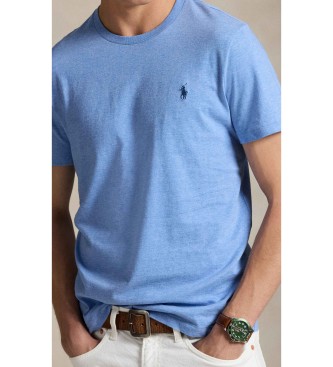 Polo Ralph Lauren T-shirt de malha azul clara slim fit personalizada