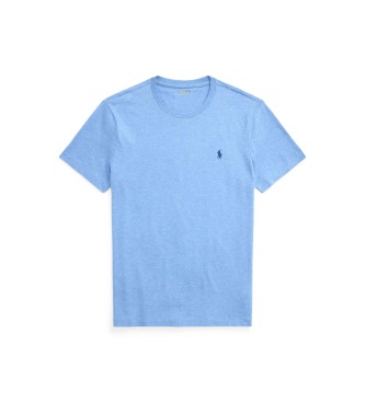 Polo Ralph Lauren T-shirt de malha azul clara slim fit personalizada