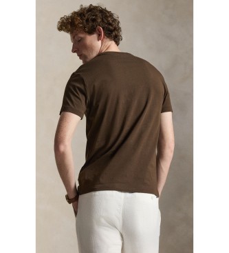 Polo Ralph Lauren Brun strikket T-shirt i Custom Slim Fit-pasform