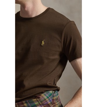 Polo Ralph Lauren Brun strikket T-shirt i Custom Slim Fit-pasform