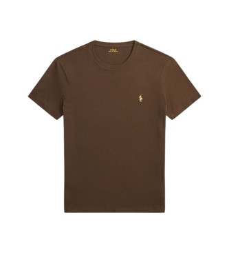 Polo Ralph Lauren Brun strikket T-shirt i Custom Slim Fit-pasform