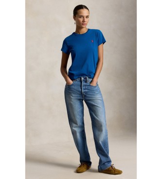 Polo Ralph Lauren Klassisches blaues Baumwollstrick-T-Shirt in Classic Fit