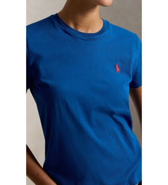 Polo Ralph Lauren Klassisches blaues Baumwollstrick-T-Shirt in Classic Fit