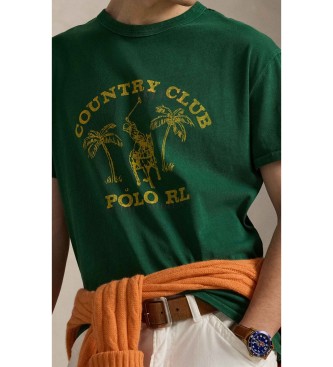 Polo Ralph Lauren T-shirt de malha verde estampada Classic Fit