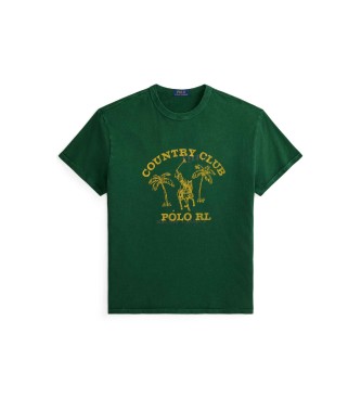 Polo Ralph Lauren T-shirt de malha verde estampada Classic Fit