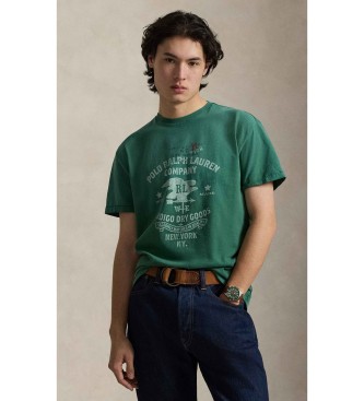 Polo Ralph Lauren T-shirt de malha verde estampada Classic Fit