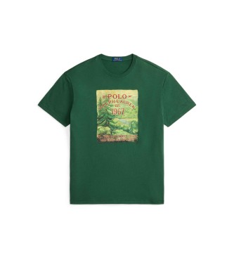 Polo Ralph Lauren Zelena pletena majica s potiskom Classic Fit