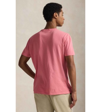 Polo Ralph Lauren Rožnata pletena majica s potiskanim džersijem