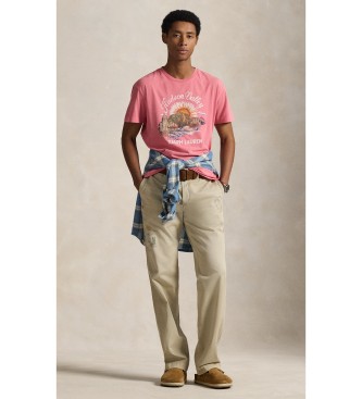 Polo Ralph Lauren Rožnata pletena majica s potiskanim džersijem