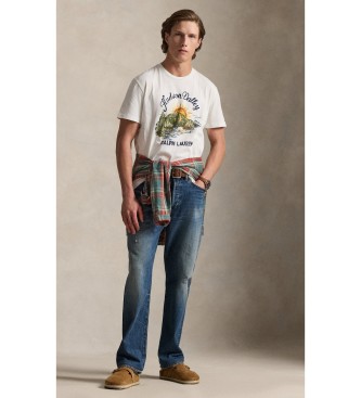 Polo Ralph Lauren Pletena majica iz majice Off-white s potiskanim džersijem