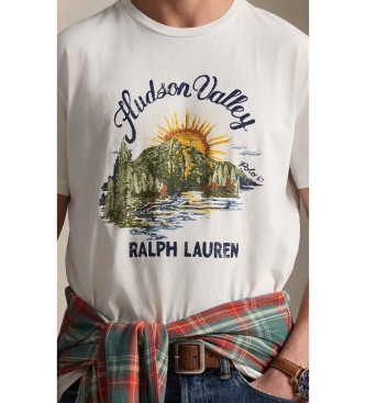 Polo Ralph Lauren Pletena majica iz majice Off-white s potiskanim džersijem