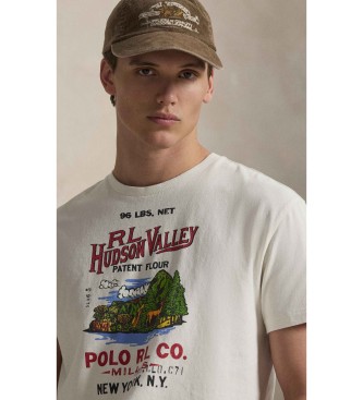 Polo Ralph Lauren Bela pletena majica s potiskanim džersijem