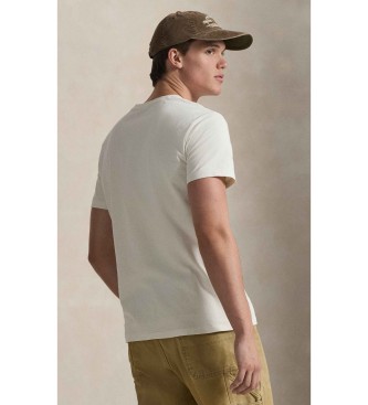 Polo Ralph Lauren Bela pletena majica s potiskanim džersijem