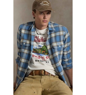 Polo Ralph Lauren Bela pletena majica s potiskanim džersijem