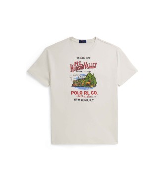 Polo Ralph Lauren Bela pletena majica s potiskanim džersijem