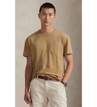 Polo Ralph Lauren T-shirt usada com bolso bege