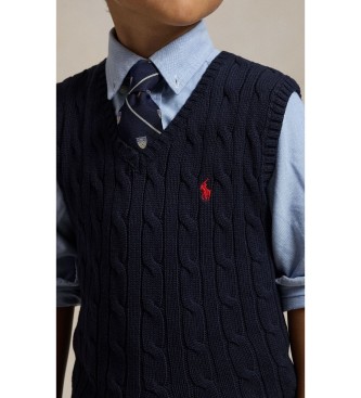 Polo Ralph Lauren Cable knit navy cotton vest