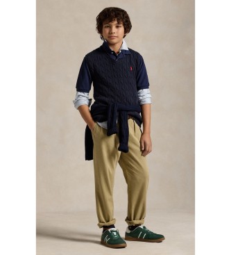 Polo Ralph Lauren Cable knit cotton vest in navy blue