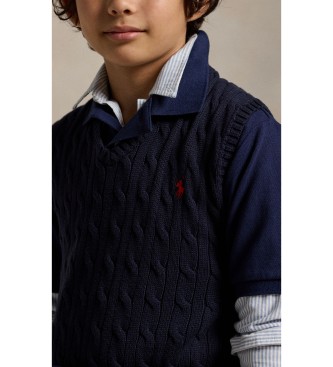 Polo Ralph Lauren Cable knit cotton vest in navy blue