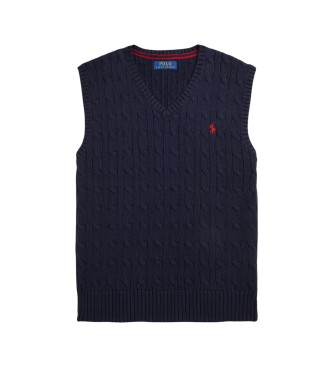 Polo Ralph Lauren Cable knit cotton vest in navy blue