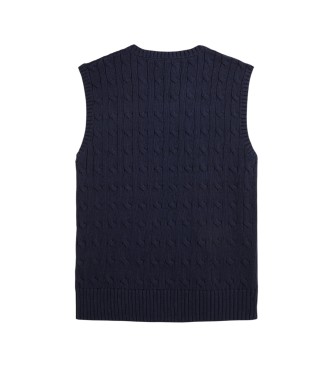 Polo Ralph Lauren Cable knit cotton vest in navy blue