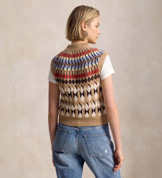 Polo Ralph Lauren Beige strikvest af uld og cashmere