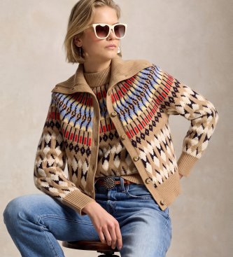 Polo Ralph Lauren Beige strikvest af uld og cashmere