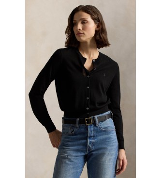 Polo Ralph Lauren Cardigan in lana con collo tondo nero
