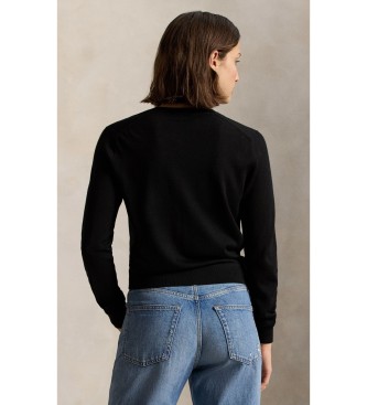 Polo Ralph Lauren Cardigan in lana con collo tondo nero