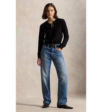 Polo Ralph Lauren Cardigan in lana con collo tondo nero