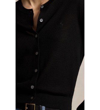 Polo Ralph Lauren Cardigan in lana con collo tondo nero