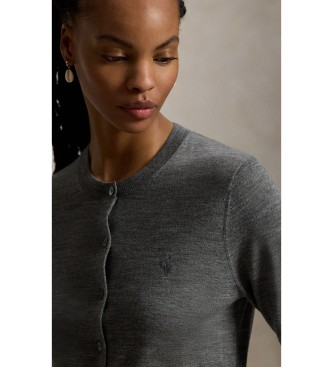 Polo Ralph Lauren Cardigan di lana con collo rotondo grigio