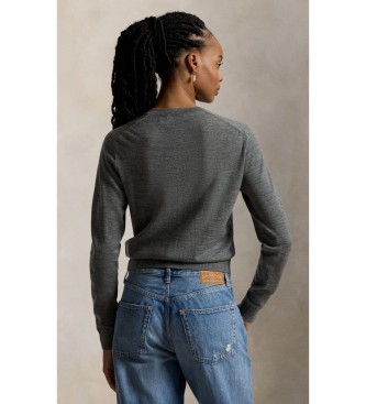 Polo Ralph Lauren Cardigan di lana con collo rotondo grigio