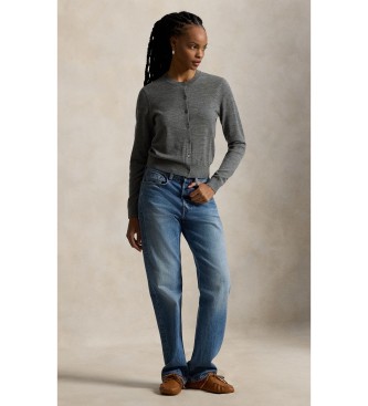 Polo Ralph Lauren Cardigan di lana con collo rotondo grigio