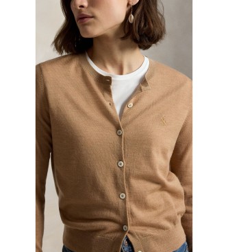 Polo Ralph Lauren Cardigan in lana con collo rotondo beige
