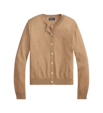 Polo Ralph Lauren Cardigan in lana con collo rotondo beige