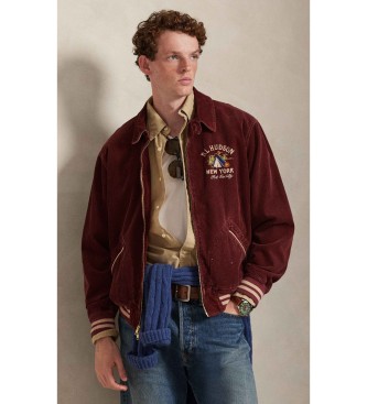 Polo Ralph Lauren Corduroy trainingsjack met bordeauxrode afbeeldingen