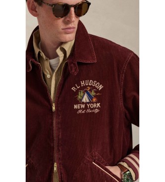 Polo Ralph Lauren Corduroy trainingsjack met bordeauxrode afbeeldingen