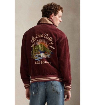 Polo Ralph Lauren Corduroy trainingsjack met bordeauxrode afbeeldingen