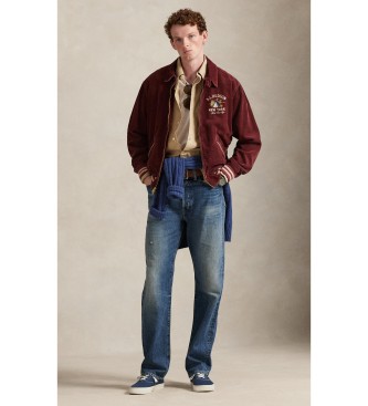 Polo Ralph Lauren Corduroy trainingsjack met bordeauxrode afbeeldingen