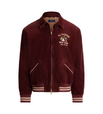 Polo Ralph Lauren Corduroy trainingsjack met bordeauxrode afbeeldingen