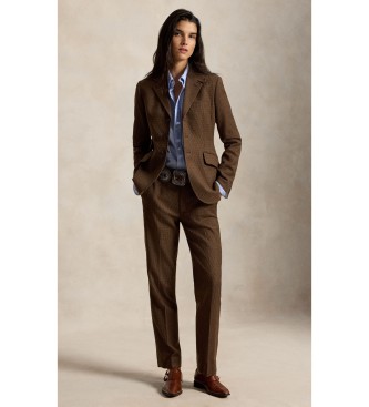 Polo Ralph Lauren Bruine tweedblazer met één rij knopen