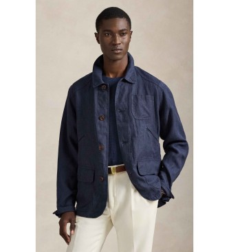 Polo Ralph Lauren Funktionell jacka i marinbl�tt linne med fiskbensm�nster