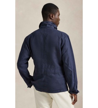 Polo Ralph Lauren Funktionell jacka i marinbl�tt linne med fiskbensm�nster