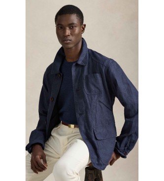 Polo Ralph Lauren Funktionell jacka i marinbl�tt linne med fiskbensm�nster